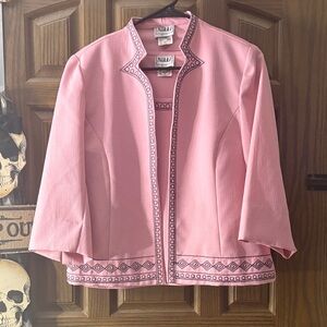 VTG❗️2 Pieces! Nikki Women's Pink Open-Front Blazer With Matching Blouse!